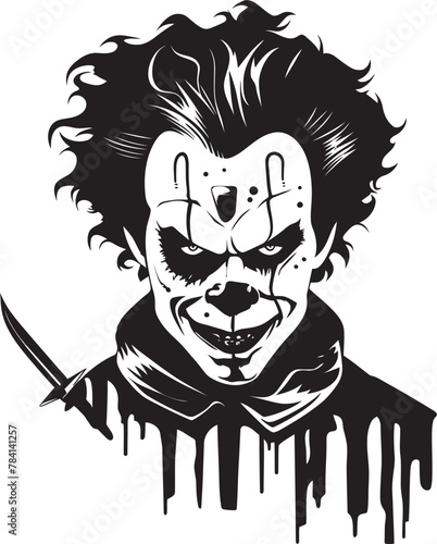 Sinister Smirk Haunting Clown Vector Icon Infernal Gaze Devils Eye Vector Emblem