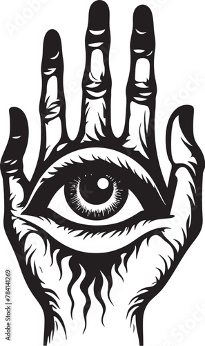 Dark Observation Demons Hold on Ocular Symbol Satanic Gaze Devils Grasp on Eyeball Icon Design
