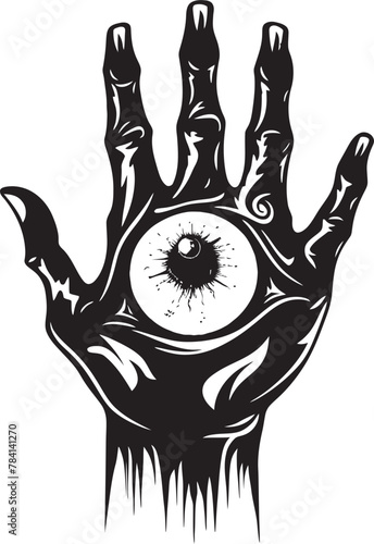 Malevolent Glare Devils Grip on Ocular Icon Demonic Insight Devil Hand with Eyeball Vector