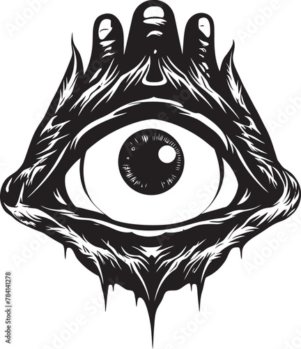 Hellbound Sight Demons Grasp on Ocular Icon Malefic Stare Devils Grip on Eyeball Symbol