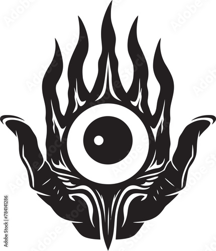 Satanic Gaze Devils Grasp on Eyeball Icon Design Evil Eye Demon Hand Holding Eyeball Vector Logo
