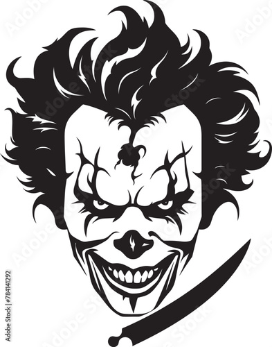 Shadowed Laughter Sinister Clown Vector Macabre Mime Chilling Clown Emblem Design
