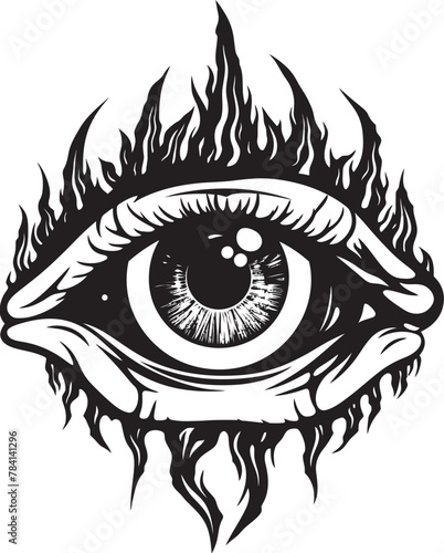 Hades Glare Demon Hand and Eyeball Vector Icon Fiendish Focus Devils Hold on Eyeball Logo Design