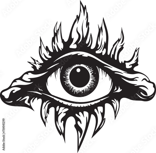 Luciferian Look Demons Clutch on Eyeball Icon Design Mephistophelian View Devils Grasp on Eyeball Vector Logo