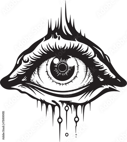 Sinister Stare Demons Grasp on Eyeball Logo Design Malevolent Gaze Devils Grip on Ocular Emblem