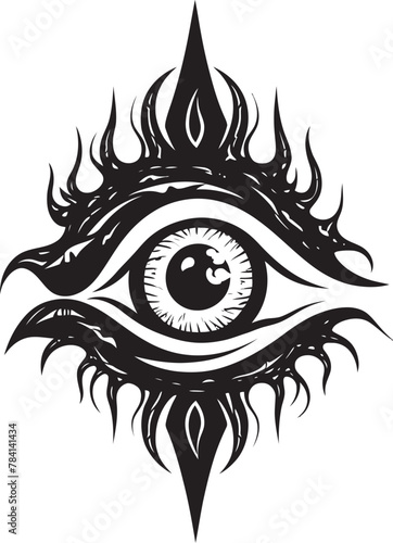 Sinful Surveillance Demon Hand and Eyeball Vector Icon Abyssal Glare Devils Grasp on Eyeball Logo Design
