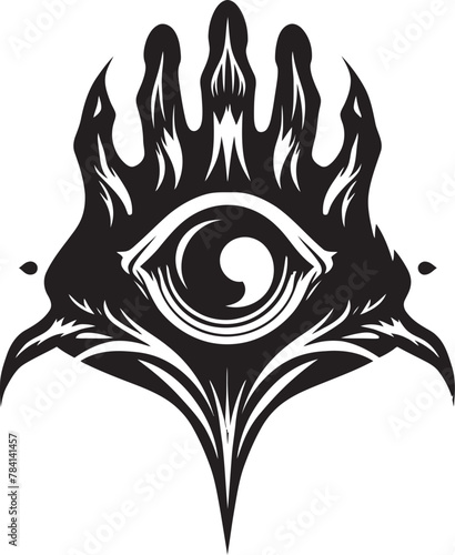 Dark Delusion Devils Gaze on Ocular Emblem Sinister Sight Demon Hand Holding Eyeball Vector Logo