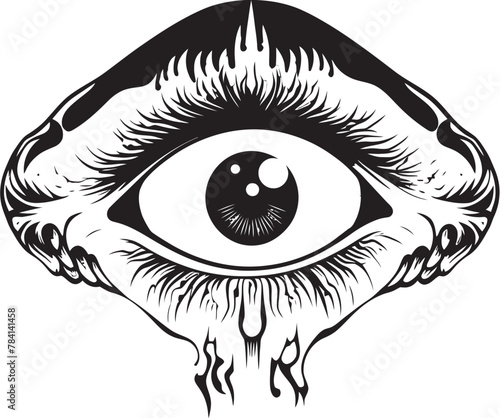 Inferno View Devil Hand with Eyeball Symbol Maleficent Vision Demons Grasp on Eyeball Icon Design