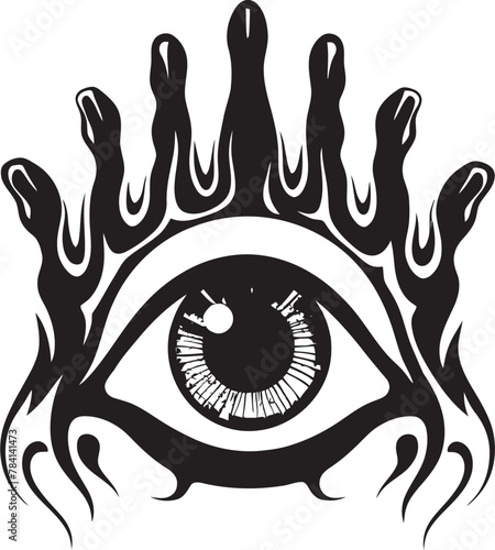 Diabolic Stare Demon Hand Holding Eyeball Vector Infernal Glare Devils Hold on Eyeball Emblem