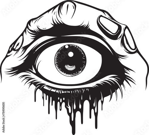Sinful Stare Demons Grasp on Eyeball Icon Inferno Vision Devils Hold on Eyeball Vector