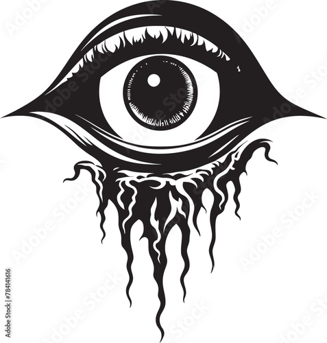 Infernal Eyeball Devils Hold Vector Malevolent Vision Demons Clutch Emblem