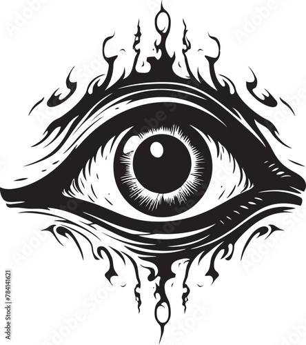 Sinister Seer Devils Gaze Icon Hellish Insight Infernal Hand Emblem