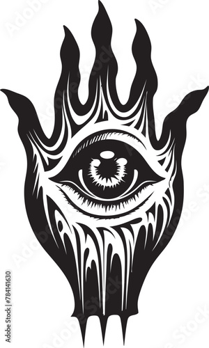 Diabolic Observer Devils Clasp Icon Hellfire Gaze Sinister Seer Vector