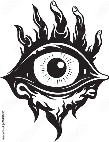 Diabolic Stare Infernal Hand Symbol Malevolent Vision Demons Grasp Vector