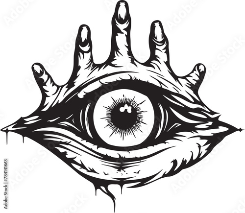 Sinister Seer Infernal Hand Icon Lucifers Gaze Devils Clasp Design