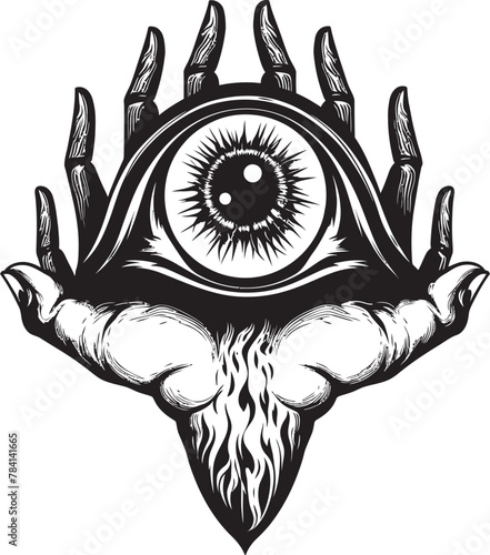 Lucifers Gaze Devils Clasp Design Diabolic Glance Demons Grasp Symbol