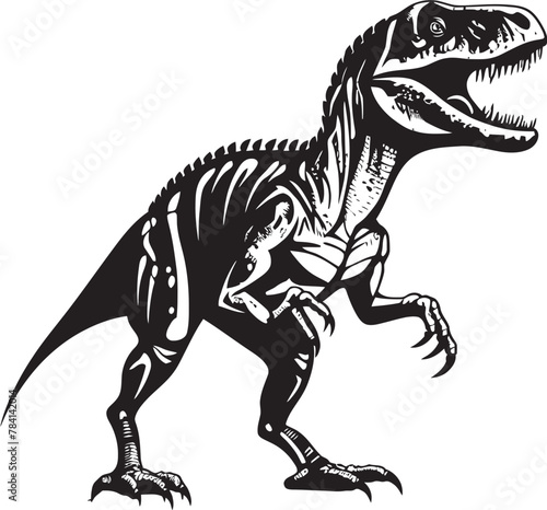 Speedy Saurian Veloci Reptor Emblem Icon Ferocious Frenzy Dinosaur Vector Logo © BABBAN