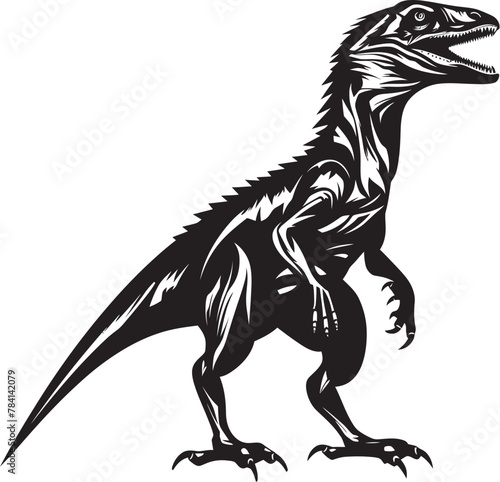 Sprinting Saurian Dino Emblem Design Stealthy Stalker Veloci Reptor Symbol Vector