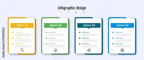 Infographic design template timeline with 4 steps or options. can be used for workflow diagram, info chart, web design. vector illustration. 