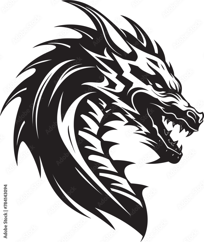 Mystic Serpent Dragon Icon Vector Legendary Guardian Full Body Emblem Design