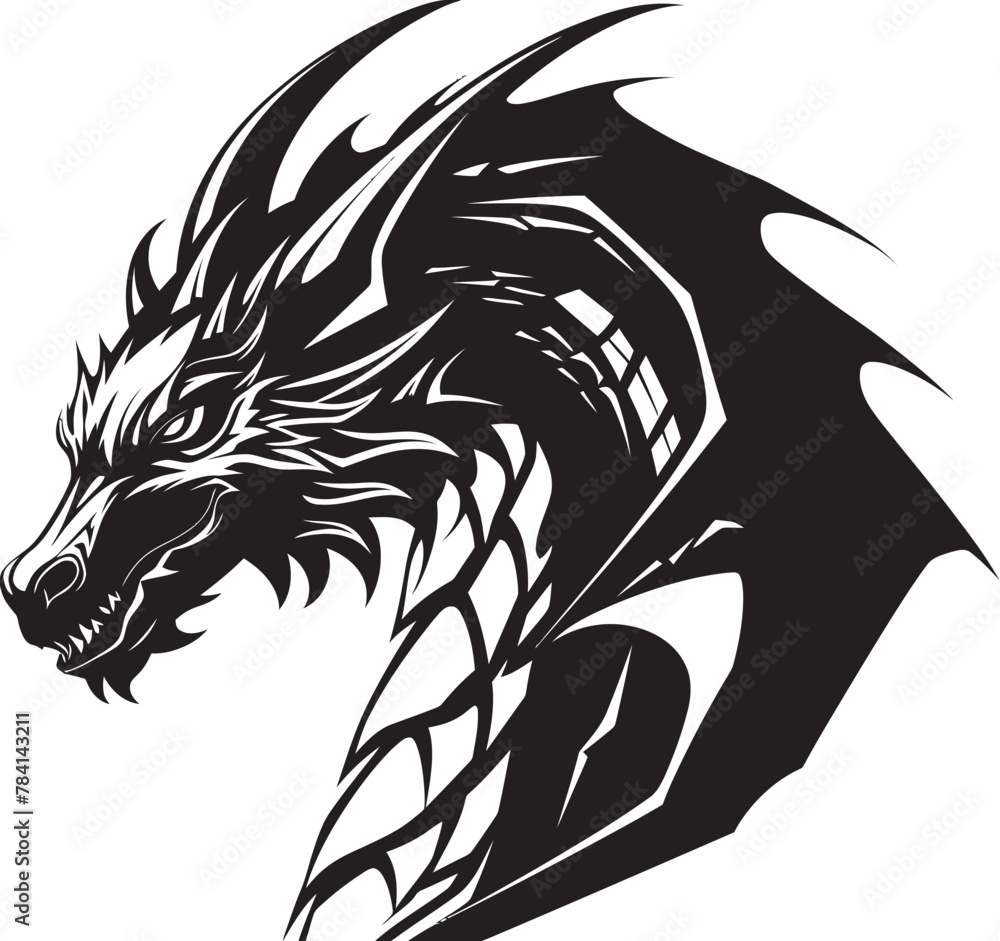 Obraz premium Cosmic Creature Full Body Dragon Symbol Vector Majestic Mythos Dragon Icon Design