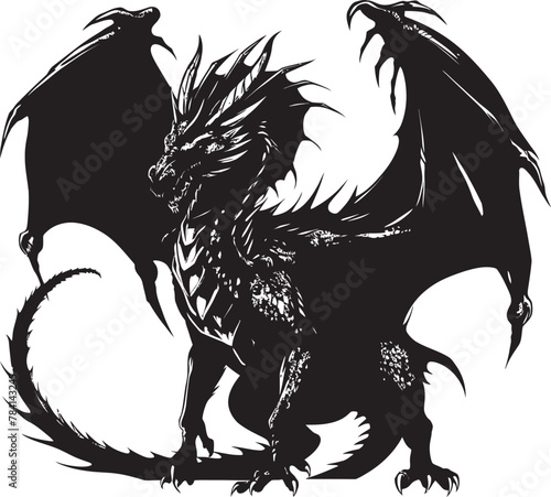 Fiery Dragonheart Emblematic Dragon Vector Celestial Creature Full Body Dragon Icon