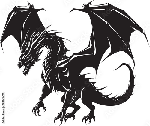 Roaring Protector Ancient Dragon Emblem Vector Draconian Protector Ethereal Dragon Symbolic Logo