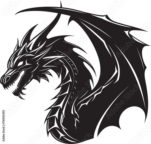 Serpentine Sovereign Roaring Dragon Emblem Design Celestial Guardian Draconic Dragon Symbol Vector