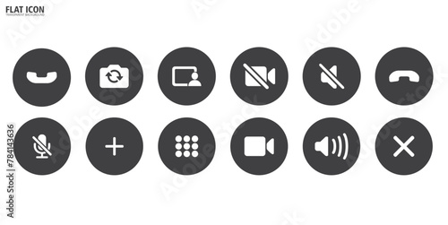 Simple set of Video call icon , Video conference, set of buttons template for mobile phone online app, ui. online meeting workspace, internet talk, vector illustration in transparent background.

