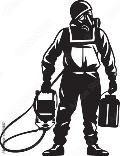 Pest Patrol Fumigating Man Logo Fume Warrior Vector Icon Design