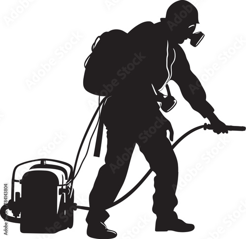 Fumigation Hero Man Spraying Icon Pest Purifier Fumigating Man Emblem Design
