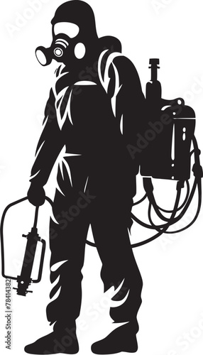 Insect Inspector Pest Control Icon Vector Fume Marshal Man with Fumigator Emblem