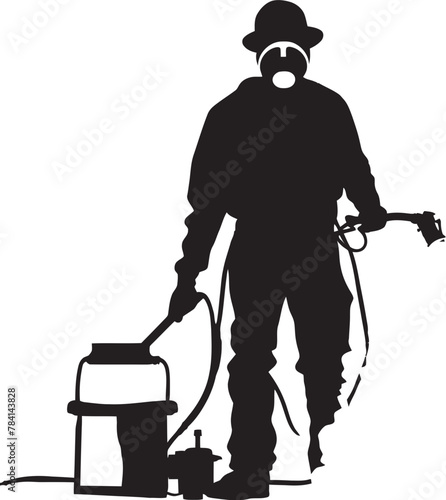 Infestation Terminator Fumigating Man Symbolic Logo Insect Inspector Pest Control Icon Vector
