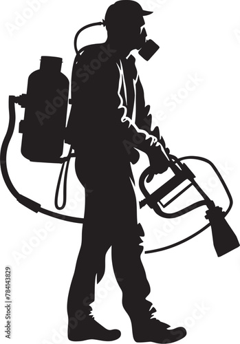 Fume Defender Vector Emblem Design Infestation Terminator Fumigating Man Symbolic Logo