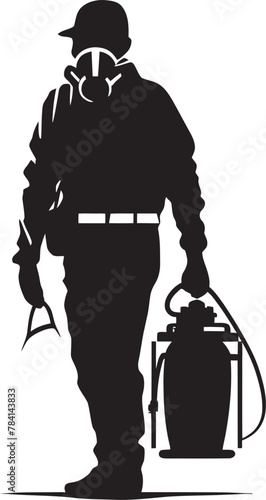 Pest Neutralizer Vector Logo Symbol Fumigation Sentinel Fumigating Man Iconic Design