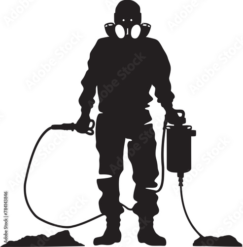 Fumigation Force Man with Sprayer Iconic Design Pest Purge Vector Logo Emblem