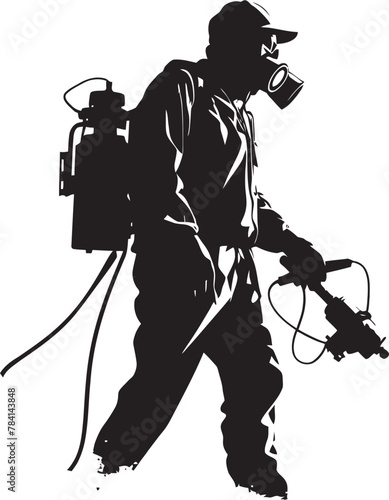 Infestation Investigator Fumigating Man Emblematic Icon Bug Battler Pest Control Symbol Vector