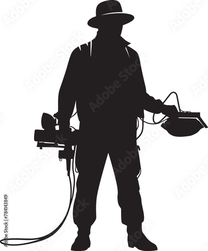 Pest Protector Man with Fumigator Design Fume Warrior Vector Logo Symbol