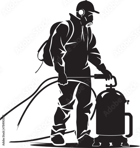 Fume Fighter Fumigating Man Symbol Vector Toxin Terminator Pest Control Icon Emblem
