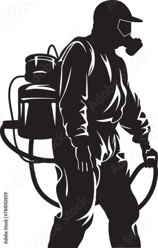 Fume Warrior Fumigating Man Emblem Symbol Pest Purifier Pest Control Icon Vector
