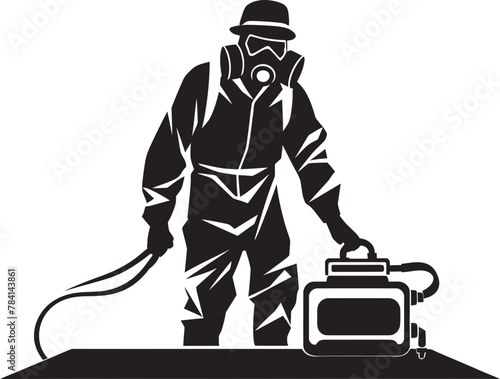 Pest Patrol Vector Logo Icon Fume Warrior Fumigating Man Emblem Symbol