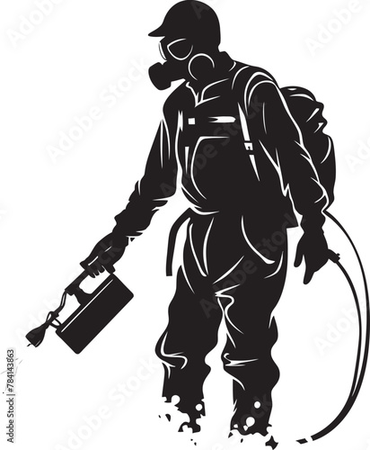 Toxin Tamer Pest Control Emblem Vector Fumigation Marshal Man with Fumigator Symbol Design
