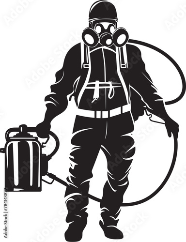 Fumigation Marshal Man with Fumigator Symbol Design Pest Neutralizer Vector Logo Icon