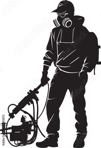 Pest Neutralizer Vector Logo Icon Fume Guardian Fumigating Man Iconic Emblem