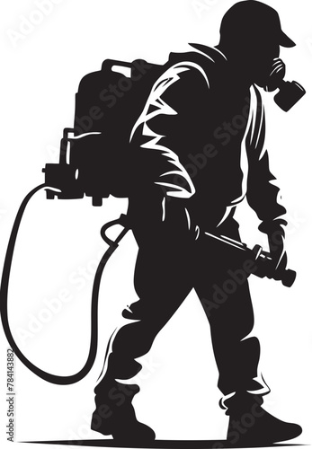 Bug Blaster Vector Logo Symbol Infestation Investigator Fumigating Man Emblematic Icon