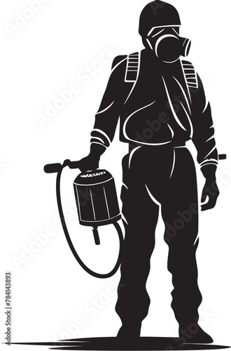 Fume Warrior Vector Logo Emblem Bug Battler Fumigating Man Symbol Vector