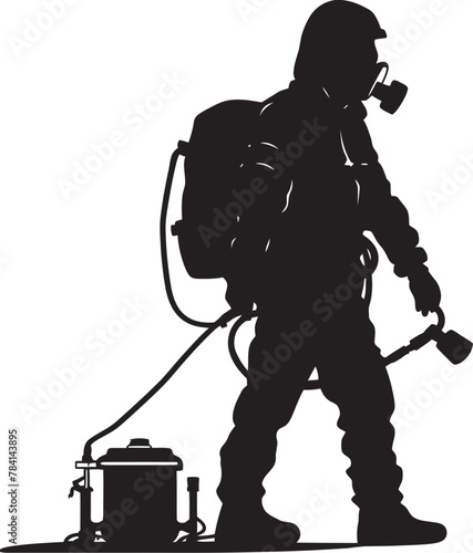 Fumigation Hero Man with Sprayer Design Pest Patrol Vector Logo Symbol