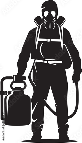 FumeForce Fumigating Man Emblem Logo BugBuster Vector Logo Icon