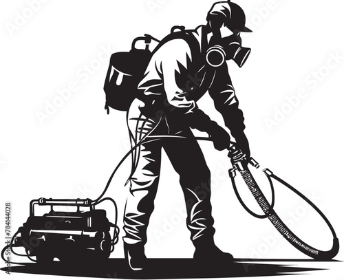 PestPioneer Pest Control Icon Vector FumeForce Fumigating Man Emblem Logo