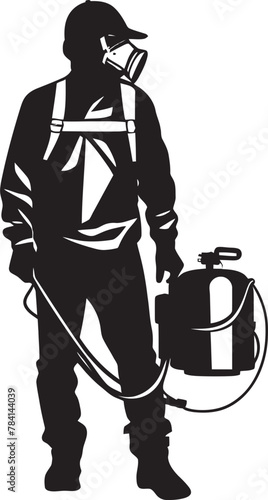 PestPioneer Fumigating Man Icon Vector PestPatrol Pest Control Symbol Design